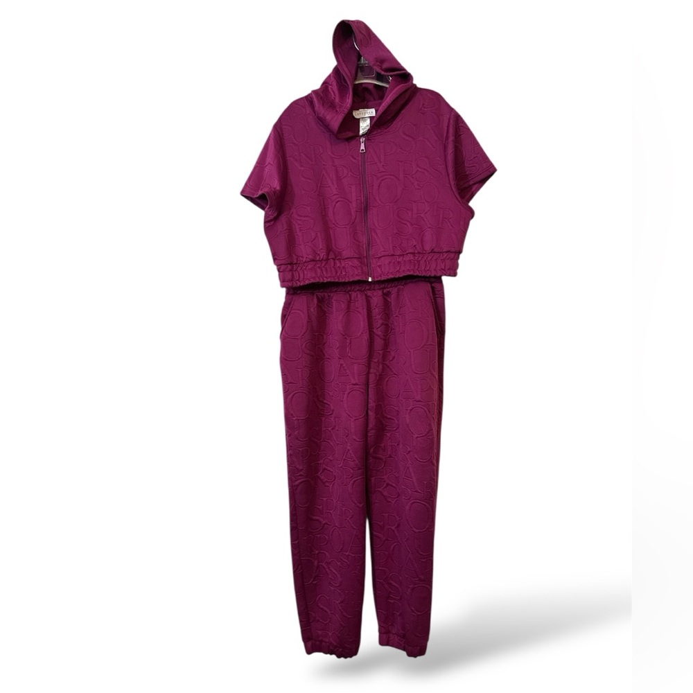 Love Poem by‎ Block Women's 2 pc set Berry Purple Hooded Jumpsuit size 3XL (G26)
